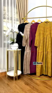 Gamis Katun Bordir Premium Full Furing