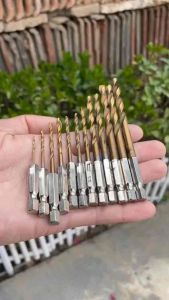 Bộ 13 Mũi Khoan Chất Liệu Thép Gió HSS Bọc Titanium Chuôi Lục Giác Khoan Gỗ Nhựa