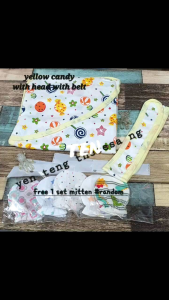 swaddle hoodie bedung bertopi free 1set mitten