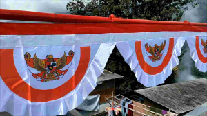 Bendera Background Merah Putih Jadul Bergelombang Panjang 8 Meter
