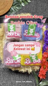 "NCC" Usia 1-5 tahun Setelan Pendek Crop anak Perempuan Barbie OLIVE Oneset Baju Celana Pendek anak Cewek