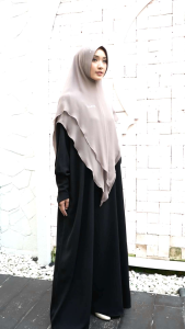 Set Gamis Dress Abaya Kaftan Arabian Premium Syari Branded Coklat Tua - Hitam - Black - Brown Wanita Mewah Masya Syari Terbaru Elletta MADENIA SYARI By MASYA