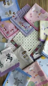 Handkerchief 2pcs set Cotton Mix Thin 27cmx27cm (+-1cm) & 1pcs 33cmx33cm cute animals print bear horse rabbit