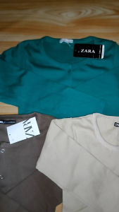 zara longsleeve snap botton down roundneck overruns made in bangla knitted fabric makapal ang tela with hang tags