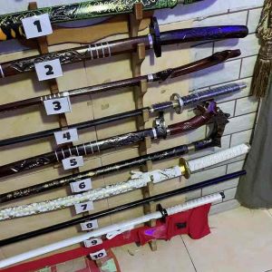 pisau cacing naga bahan baja per sarung kayu bako ukiran cantik