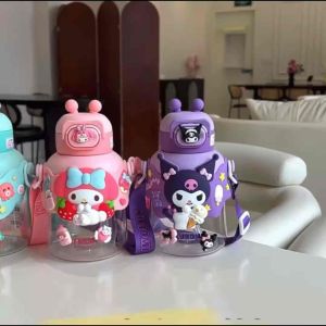 【SG Seller🇸🇬】Sanrio 3D Water Bottles with Straw Kuromi Melody Hello Kitty 700ml Tritan Leakproof
