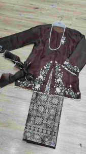 ( FREE SELENDANG ) MAWAR KURUNG ORGANZA SULAM SET SONGKET PREMIUM ( PARIO LILIT)..BAJU BRIDESMAID..BAJU KURUNG MODERN DAN ELEGANT