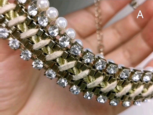 DaVee | Vintage Artificial gem gold necklace Bohemian pearl choker short necklace