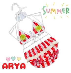 ชุดว่ายน้ำเด็กผู้หญิง (รหัสR09) บีกินีเด็ก เซต2ชิ้น เสื้อ+กางเกง ฟรีไซส์6เดือน-2ปี สีสันสดใส งานพร้อมส่งจากไทย