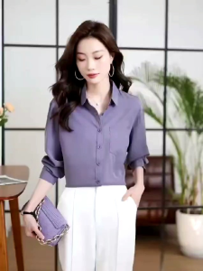 KEMEJA SAKU WANITA LENGAN PANJANG SHAKILA TWILL