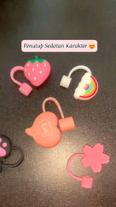 Tutup Sedotan Karakter Lucu Bahan Silicone Anti Debu