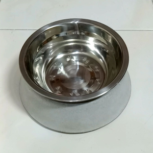 Stainless Steel Pet Food Bowl 1kg 350ml (Handmade Concrete Base) Mangkuk Makanan Haiwan Keluli Tahan Karat (Tapak Konkrit Buatan Tangan) 不锈钢宠物食品碗 (手工混凝土底座)