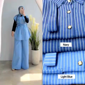 Setelan vest dan celana wanita tali pinggang jeans west import