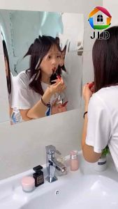 STICKER CERMIN OVAL 3D STIKER DINDING Kaca Acrylic Dengan Perekat Wallpaper Mirror Kamar Mandi Kotak