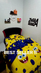 Bedcover Set SPONGEBOB BIG BOB Motif Anak Lengkap Selimut & Sprei Set Ukuran Single / Queen / King / 120 / 160 / 180