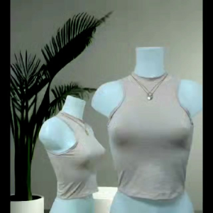 plain semi croptop sleeveless round neck cotton tops/blouse (small-XXL)