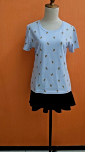 atasan kaos wanita biru muda pastel motif ice cream COLORBOX cewek M lengan pendek santai