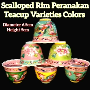 Peranakan Nonya Nyonya Varieties Hand Painted Enamel Colors Teacup Scalloped Rim