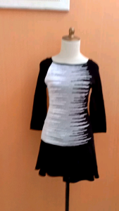atasan rajut wanita hitam motif abu putih VOY cewek M L blouse MEWAH cute