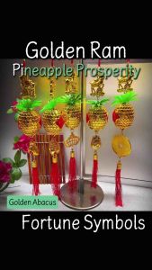 2027 Sheep Lucky Gate Ornament Bestseller Gift - Golden Pineapple with Sheep Figurine Red Tassels Decorative Accessories & Statues for Home Décor.