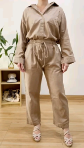 ●ECLAIRE● 063 Setelan Celana Rami Lengan Panjang Longsleeves Dasar Basic Polos Korea Dailywear Kasual Casual Kerja ioxz