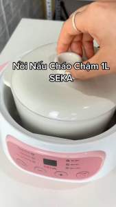 Nồi Nấu Cháo Chậm Seka Chính Hãng- Nồi Hầm Cách Thủy Seka Hẹn Giờ Thông Minh Dung Tích 1L Chính Hãng
