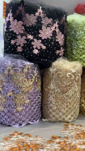 Border Lace Corak Baharu Border Baju Renda Baju Renda Lace Bunga 19CM / 9CM Untuk Baju Kurung Ada Batu Manik