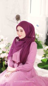 Tudung Plain MINAZ Diamond Butterfly cotton bidang 45