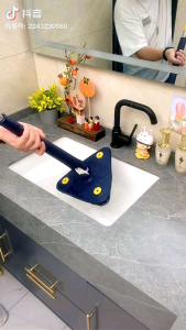 2in 1 Lazy Triangle Hand-Washing Self-Twisting Water Mop Imitation Hand Twist Lazy 3°Rotating Dust Removal Absorption Wet Dry 三角拖把 Mop tiga segi