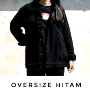 Jaket Jeans Wanita Hitam Polos Jacket Denim Black M~Xxxl