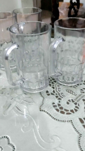 Cốc bia pháp nhựa meka trong suốt trang nhãCốc nhựa pháp 6B kích thước 10 *6.5