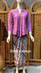 Zona - Stelan Kebaya Modern Brokat Floy Encim Kebaya Wisuda Elegan Murah Kebaya Kondangan Pesta 2025
