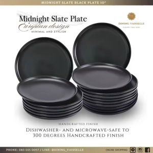 Dining Vaisselle - จาน Midnight Slate Black ขนาด 10 นิ้ว เซรามิกสีดำด้านสุดหรู ดีไซน์ยุโรป Minimal