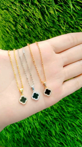 Kalung Rantai Jedar & Liontin Vancleeff: Perak Asli Silver 925 Lapis Emas