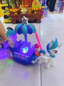 Lồng Đèn Trυng Thu Pin Xe Ngựa PONY Trang Điểm Ngựa PONY Bán Kem Có Đèn Nhạc