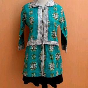 atasan kemeja batik wanita hijau NONAS cewek M model rompi kerja kuliah