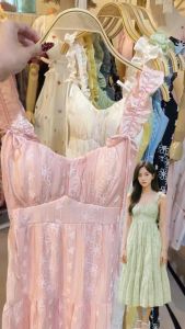 U22🌈เดรสยาวสายเดี่ยว สไตล์เกาหลี ใส่สบาย ทรงสวยมากจ้า ใส่เที่ยวทะเล🏝️ใส่ออกงาน ใส่ทำบุญ