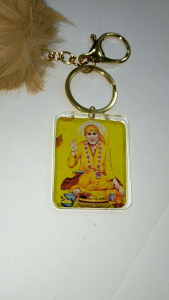 Shirdi Sai Baba Key Chain with Fluffy Pom Pom
