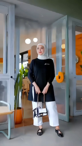 Kaosinn - Tunik Wanita Nameera Original | Belah Depan  | Lengan  7/8 | Bahan Katun Combed 20s | Bisa Seragaman | Nyaman & stylish