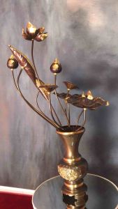 Hoa sen đồng 10 bông và 15 bông cành hun màu giả cổ loại to không kèm lọ