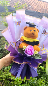 READY BUKET BONEKA WISUDA KUPU-KUPU+UANG LEMBARAN KOSONG TINGGAL ISI FREE KARTU UCAPAN Bunga Kertas Kado