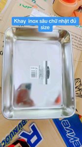 Khay đựng thức ăn chữ nhật inox 304 - khay sâu lòng dày dặn đựng đồ ăn nhiều kích thước tiện dụng.