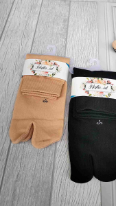 (dikemas) Kaos kaki jempol wanita muslimah polos warna tebal 3 pasang