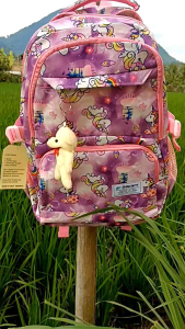 TAS RANSEL ANAK SEKOLAH FREE GANTUNGAN BONEKA FULL PRINTING