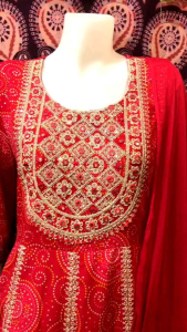 🌟India dress Fabric Reyon Frock Pant With Chiffon Dupatta(set)ชุดอินเดียเซ็ต 3ชิ้น คอตแบรนด์เกรดพรีเมี่ยมพร้อมส่ง