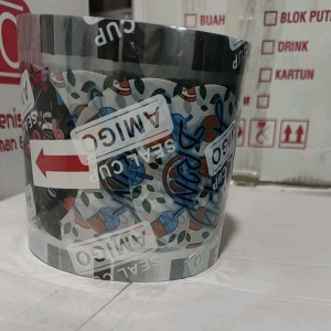 Plastik Lid Cup Sealer Motif Happy Drink isi 1200Cup
