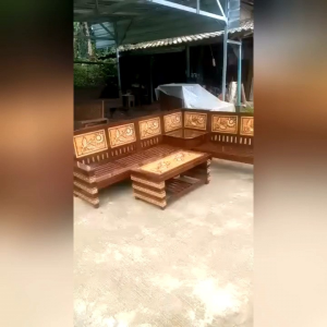 Kursi tamu sofa sudut ukir minimalis model robot kayu jati harga termurah