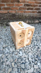 BOX WADAH BURUNG KAYU JATI ISI 4 LUBANG