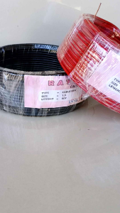PAKET 1 PASANG 2ROLL MERAH HITAM KABEL LISTRIK ENGKEL KAWAT TUNGGAL ISI1 KABEL NYA 1X15MM2 50 YARD MERK RATU