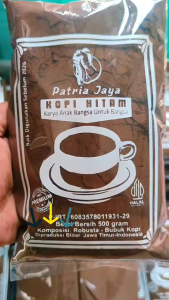 Kopi Hitam Patria Jaya 500 gram - Pahit + Hitam + Halus & Berkualitas Tinggi - Coffee Robusta Bubuk